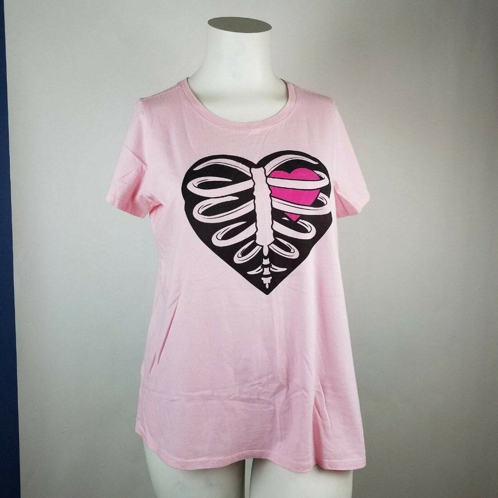 Torrid Tee T Shirt Caged Heart Pink Size 1X - Picture 2 of 5